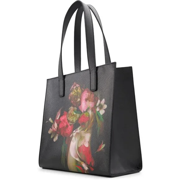 Women's ICON Tote Small Black Multi Polyurethane Stylish Embossed Branding